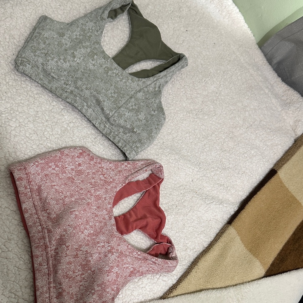 Gymshark Gray and Pink Sports Bras
